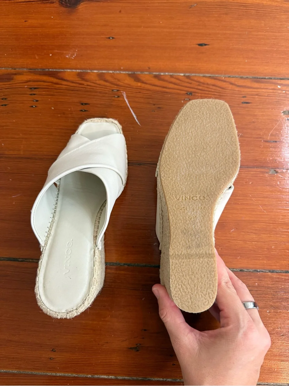 Vince Gaelan Leather Espadrille Wedge Sandal Sz 6 💛🍄